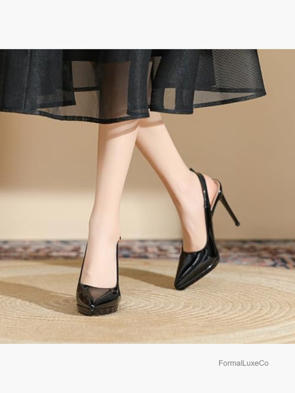 Patent Leather Slingback Stiletto Pumps Pointed Toe Party Heels - Picture 2 of 6